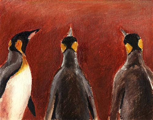 Three Kings, 10" x 8", mixed media