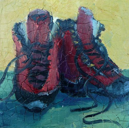 Boots, 5" x 5" oil on panel