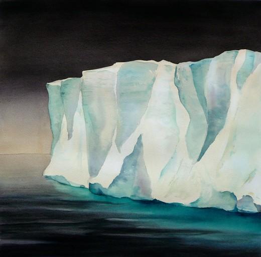 Blocky Berg, watercolor, 14.5" x 14.5" 