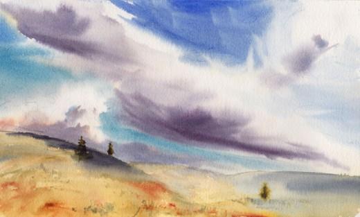 Cloud Study, 11.5" x 6.5" watercolor