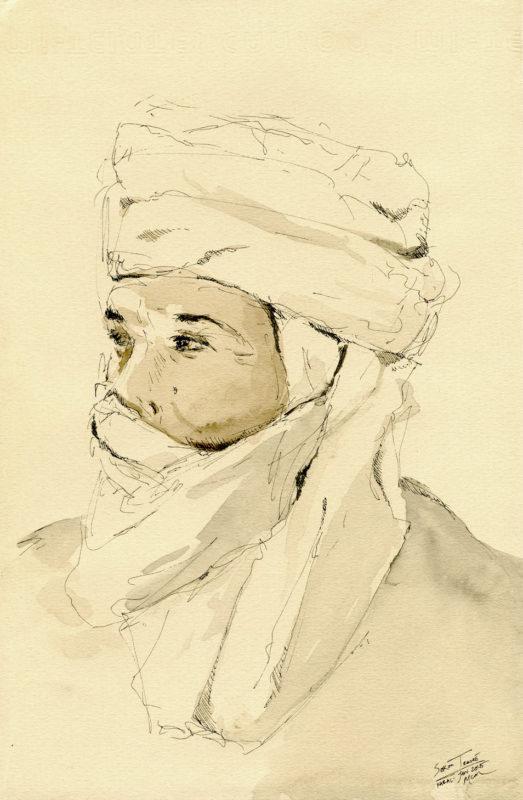Sekou, 8&Prime; x 10&Prime; ink and walnut wash