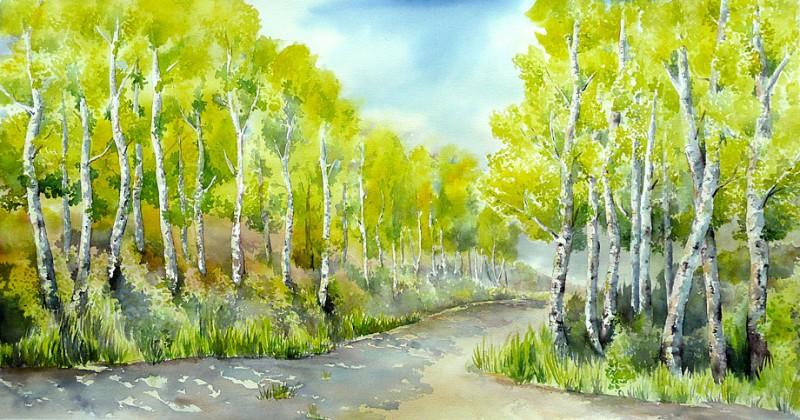 Spring Green, 29″ x 15.5″, watercolor
