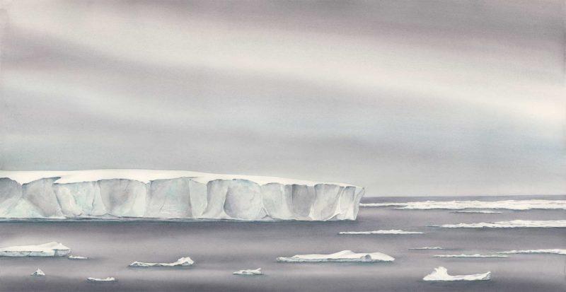 Tabular, Hope Bay, Antarctica. 21&Prime; x 40&Prime; watercolor
