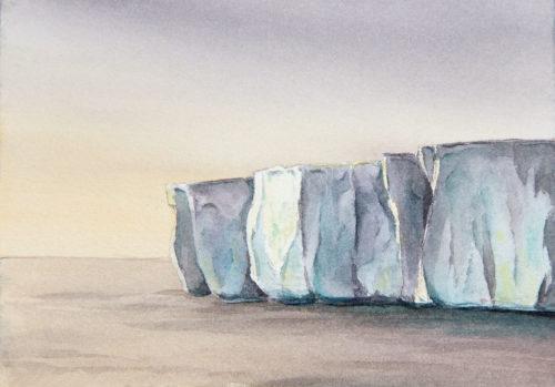 Tabular Iceberg field sketch, 5&Prime; x 7&Prime; watercolor